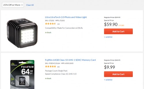 Get 25% off or more on Adorama